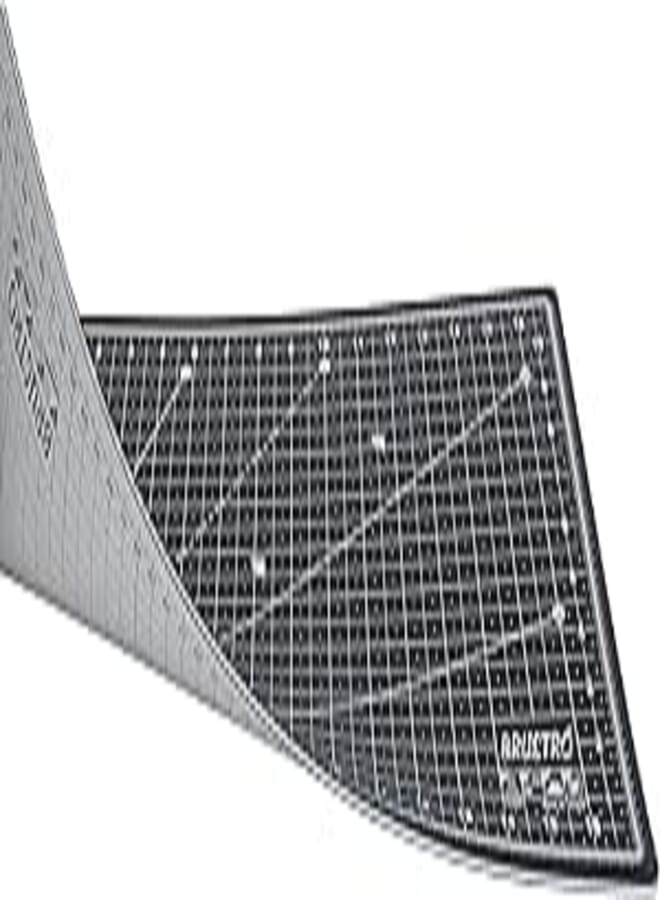 BRUSTRO A3 Double Sided Self Healing Eco Friendly 5 Layers Cutting Mat Metric/Imperial 45cm x 30cm Black